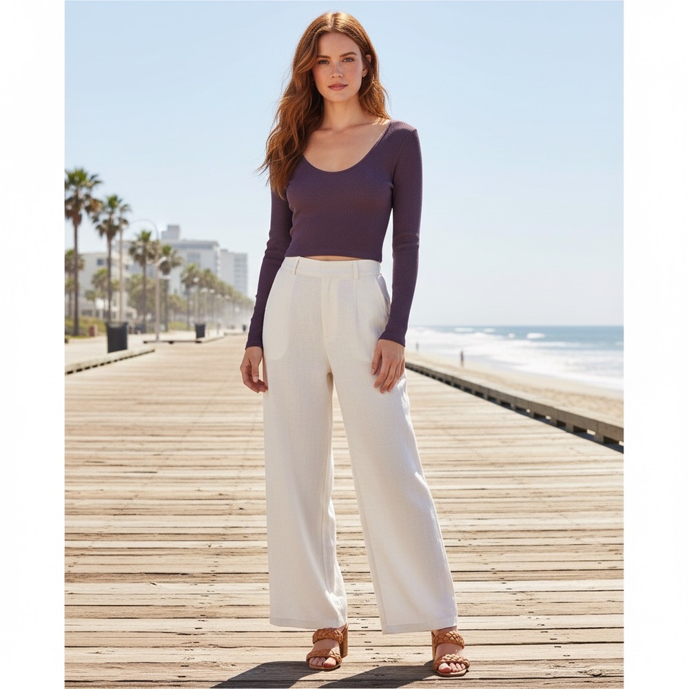 Zara Purple Women's ribbed crop Top size M-L